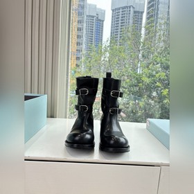 代購級别G067所見即所得PRADA普拉達2026秋冬爆款經典款切爾西皺皺靴騎士