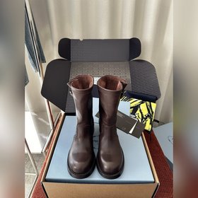 PRADA 25ss新款複古皮革堆堆靴 原版購入代購級别 -深棕色 材質與工藝