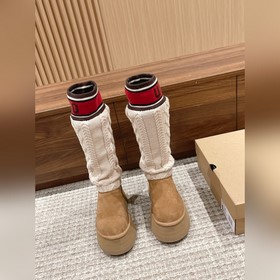 UGG# 宋妍霏同款 高筒毛線筒新增高厚底5CM，超級顯腿細 出街自帶吸睛指數