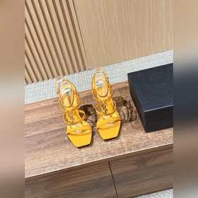 Saint Laurent 聖羅蘭一字環帶logo銜接高跟涼鞋 上腳絕美的ys