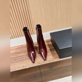 Saint Laurent YSL聖羅蘭秋冬新款側拉鍊高跟及踝靴尖頭細跟短靴 及