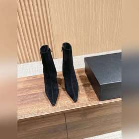 Saint Laurent YSL聖羅蘭秋冬新款側拉鍊高跟及踝靴尖頭細跟短靴 及