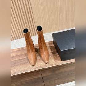 Saint Laurent YSL聖羅蘭秋冬新款側拉鍊高跟及踝靴尖頭細跟短靴 及