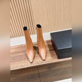 Saint Laurent YSL聖羅蘭秋冬新款側拉鍊高跟及踝靴尖頭細跟短靴 及