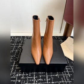 代購級 牛油皮短靴 大長腿必備 YSL 高跟 短靴 Yvette Saint L