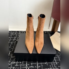代購級 牛油皮短靴 大長腿必備 YSL 高跟 短靴 Yvette Saint L