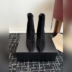 代購級 牛油皮短靴 大長腿必備 YSL 高跟 短靴 Yvette Saint L