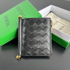 BV新品 Solstice系列短款錢包 788055 經典編織皮革搭配金屬配件細