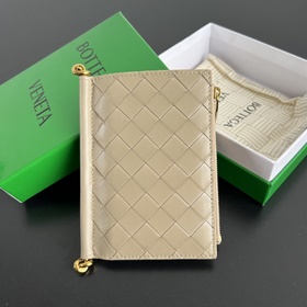 BV新品 Solstice系列短款錢包 806078 經典編織皮革搭配金屬配件細