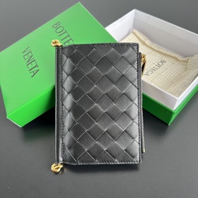 BV新品 Solstice系列短款錢包 806078 經典編織皮革搭配金屬配件細