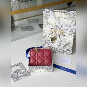 小羊皮制作 Dior Caro Dahlia 錢包加小吊墜 編號：S6037UB
