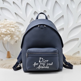 Dior-迪奧專櫃最新款雙肩背包 官網同步 本季新品 采用海軍藍色粒面牛皮革等材