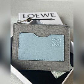 loewe最 卡包A02 珍珠灰冰蘭， 尺寸12-10cm 全套包裝