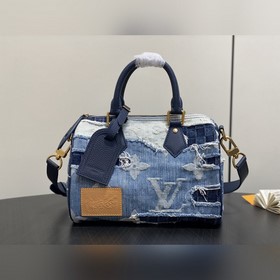 [原單精品]M15276藍色 全鋼五金 丹甯牛仔布speedy枕頭包 當季新款
