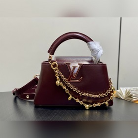 [原單精品]M25473酒紅色油蠟皮 鍊條全皮ca 那英款 Ca ucines