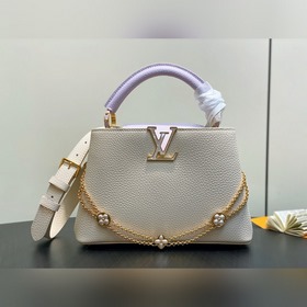 [原單精品]M25862米白香芋紫 花朵鍊條全皮ca 那英款 本款 Ca uci