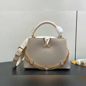 [原單精品]M25862米黃 花朵鍊條全皮ca 那英款 本款 Ca ucines