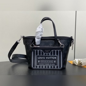 [原單精品]M15210黑花黑色 雙面購物袋 Neverfull Bandoul