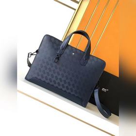 新品公文包：129962#藍色專櫃專用頭層牛皮，萬寶龍經典匠心系列秉承品牌的悠久