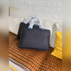 萬寶龍男士十字紋頭層牛皮公文包手提包