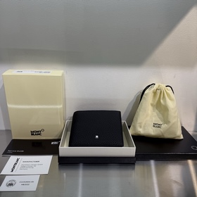 MONTBLANC 萬寶龍粒紋系列精選男士錢包 經典黑 型號：MB220267#