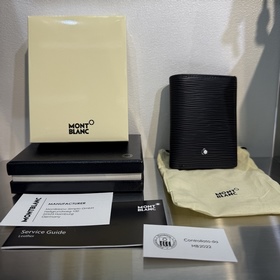 新品 MONTBLANC萬寶龍專櫃4810系列木紋理小卡夾、小錢包 經典黑(頂級