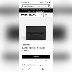 MONTBLANC 萬寶龍粒紋大號信封手袋精選系列 經典黑 型號：MB22026