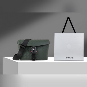 MONTBLANC全新萬寶龍風尚3.0系列M扣信封包 墨綠色 型號：MB130