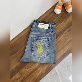 Burberry 獨家專供新款 巴寶莉潮男時尚闊腿牛仔褲，高端歐版原單褲子，潮流