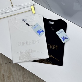 Burberry巴寶莉 2026春夏新款字母刺繡短袖 官網同款T恤，雙紗純棉面料
