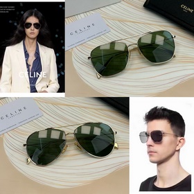 CELINE 塞琳 飛行員金屬框太陽眼鏡男 個性極簡風複古墨鏡女 高版本高清玻璃