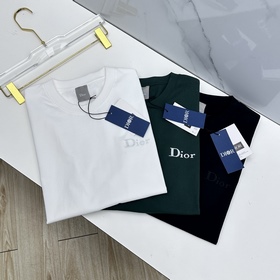 Dior迪奧 微闊 新款首發專櫃最新款短袖圓領T恤 高端訂制 胸前品牌logo重