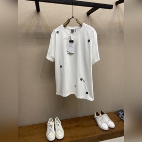 Dior  棉質寬松圓領四葉草刺繡圖案T恤 正品12000購入 26支雙紗平紋