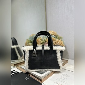 頂級原單 小號 D ior Toujours 手袋 灰黑裂紋拼白 灰黑裂紋牛皮和