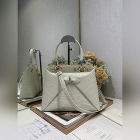 頂級原單 Dior 2026 春夏新品#蝴蝶結手提包#鳄魚紋 白色 新設計的輪廓