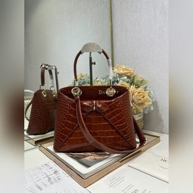 頂級原單 Dior 2026 春夏新品#蝴蝶結手提包#鳄魚紋 金棕 新設計的輪廓