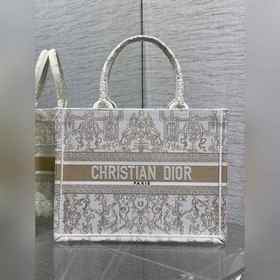 Dior聖誕限定Book Tote手袋，白金配色+金色刺繡，奢華優雅感拉滿，厚實