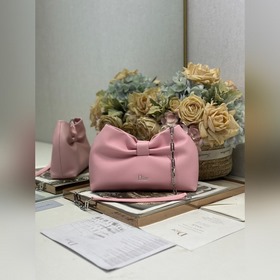 頂級原單Dior-LAMBSKIN 2026春夏 新款手袋 淺粉色 銀鍊 LAM