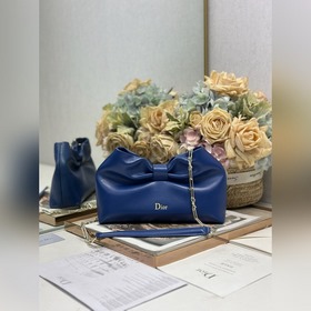 頂級原單Dior-LAMBSKIN 2026春夏 新款手袋 藍色 淺金鍊 LAM