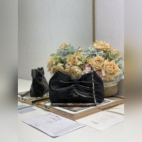 頂級原單Dior-LAMBSKIN 2026春夏 新款手袋 鳄魚黑色 淺金鍊 L