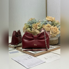 頂級原單Dior-LAMBSKIN 2026春夏 新款手袋 酒紅色 淺金鍊 LA