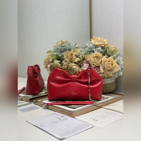 頂級原單Dior-LAMBSKIN 2026春夏 新款手袋 大紅色 淺金鍊 LA