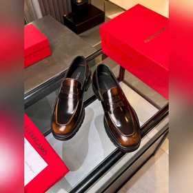 菲拉格慕Ferragamo 高端男士熱賣精品休閑皮鞋，進口亮面牛皮革樂福鞋将工緻
