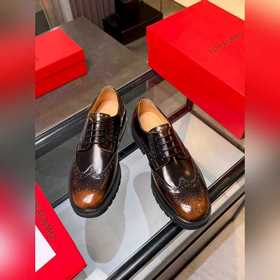 菲拉格慕Ferragamo 高端男士熱賣精品休閑皮鞋，進口亮面牛皮革德比鞋将工緻