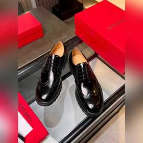 菲拉格慕Ferragamo 高端男士熱賣精品休閑皮鞋，進口亮面牛皮革德比鞋将工緻