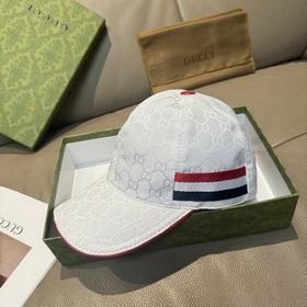 配盒子布袋，Gucci(古奇)新款原單棒球帽， 三色織帶，1：1開模訂制，原版帆