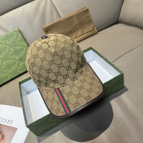 Gucci(古奇)經典原單棒球帽， 豎條小織帶，1：1開模訂制，原版帆布料+頭層
