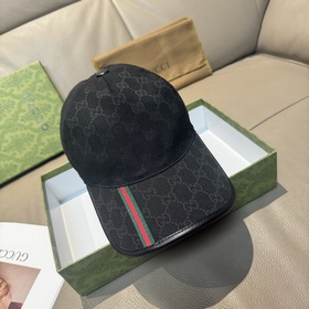 Gucci(古奇)經典原單棒球帽， 豎條小織帶，1：1開模訂制，原版帆布料+頭層