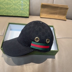 Gucci(古奇)經典款原單棒球帽， 鋼扣款，1：1開模訂制，原版帆布料+頭層牛