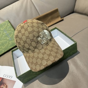 配盒子布袋，Gucci(古奇)新款原單棒球帽， 北面刺繡！專櫃1：1，進口帆布+